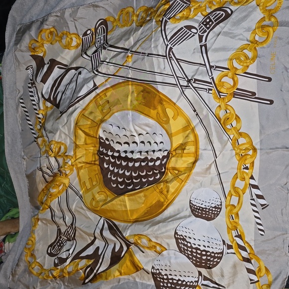 Celine Scarf 100% Silk and Celine Flap Wallet 2 PC Combo scarf is excellent Cond - Picture 7 of 11